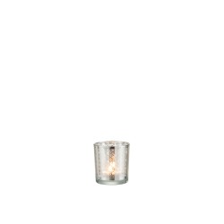 Photophore en verre argent 7.3x7.3x8 cm
