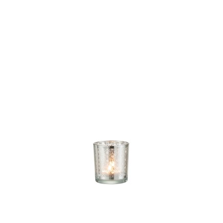 Photophore en verre argent 7.3x7.3x8 cm