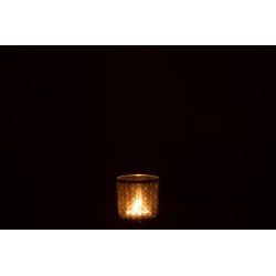 Photophore en verre argent 7.3x7.3x8 cm