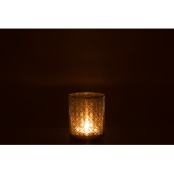 Photophore en verre argent 10x10x12.5 cm