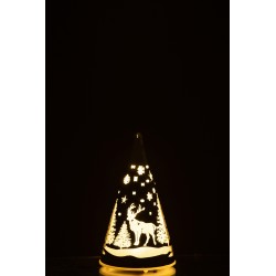 Cône décoratif de Noël à led en verre argent H13.5cm