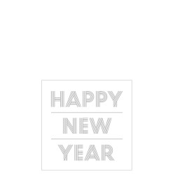 Lot de 20 serviettes happy new year en papier blanc et argent 12.5x12.5