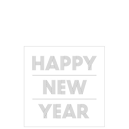 Lot de 20 serviettes happy new year en papier blanc et argent 16.5x16.5