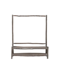 BANC+PORTEMANTEAU 5 CROCHETS HALL BOIS CHENE CHINOIS BRUN FONCE