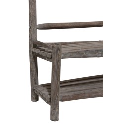BANC+PORTEMANTEAU 5 CROCHETS HALL BOIS CHENE CHINOIS BRUN FONCE