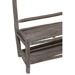 BANC+PORTEMANTEAU 5 CROCHETS HALL BOIS CHENE CHINOIS BRUN FONCE