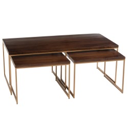 Set de 3 tables d’appoint en métal Marron 120x60x46,5cm
