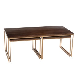 Set de 3 tables d’appoint en métal Marron 120x60x46,5cm