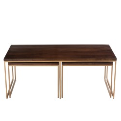 Set de 3 tables d’appoint en métal Marron 120x60x46,5cm