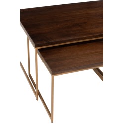 Set de 3 tables d’appoint en métal Marron 120x60x46,5cm