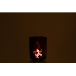 Photophore en verre mauve 10x10x12.5 cm