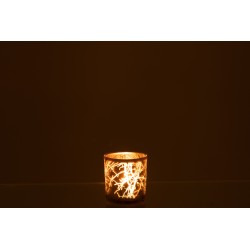 Photophore en verre gris 7.5x7.5x8 cm