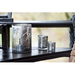 Photophore en verre gris 7.5x7.5x8 cm