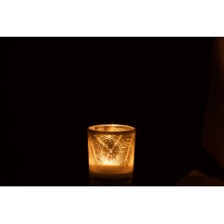Photophore en verre blanc 7x7x8 cm