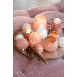 BOULE DE NOEL PERLE VERRE ROSE SMALL