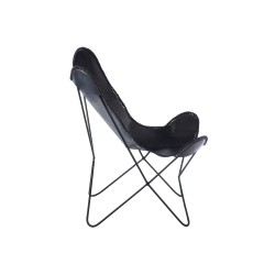 Chaise lounge en métal et cuir noir 92x65x90 cm