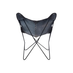 Chaise lounge en métal et cuir noir 92x65x90 cm