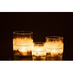 Photophore en verre transparent 10.5x10.5x12.5 cm
