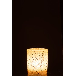 Photophore avec étoiles en verre argent 9x9x10 cm