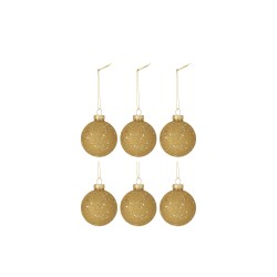 BOITE DE 6 BOULES DE NOEL ETOILES VERRE OR SMALL