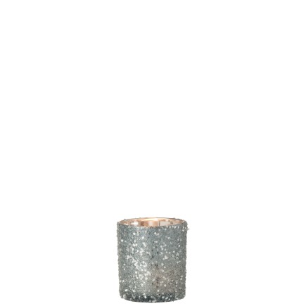 Photophore en verre gris 7.5x7.5x8 cm