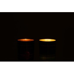 Set de 2 photophores écossais en verre rouge 9x9x10 cm