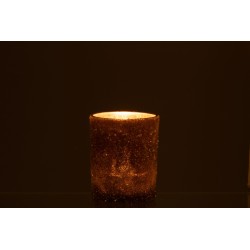 Photophore en verre Saumon 10.5x10.5x12.5 cm
