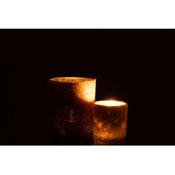 Photophore en verre Saumon 10.5x10.5x12.5 cm