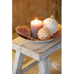 Boite de 4 boules de Noël perlées en verre blanc et argent