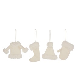 Set de 4 Suspensions de Noël en textile beige 18x1x13 cm
