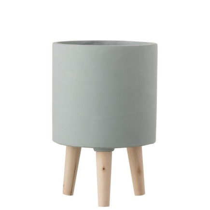 Cache-pot sur pied en Ciment Bleu 19,5x19,5x30cm