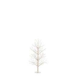 ARBRE NU + LED + PERLES METAL BLANC MEDIUM