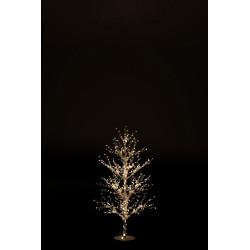 ARBRE NU + LED + PERLES METAL BLANC MEDIUM