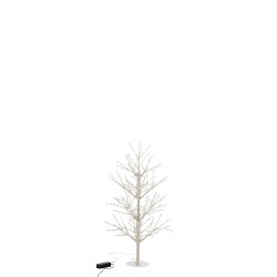ARBRE NU + LED + PERLES METAL BLANC MEDIUM