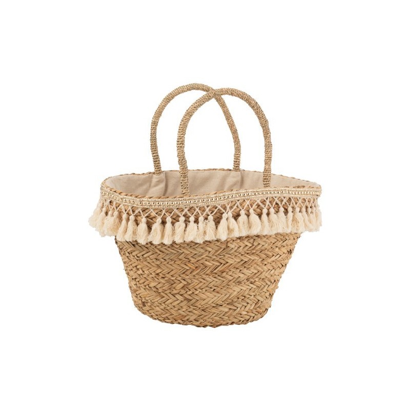 Sac de plage en rotin en bois naturel 49x24x46 cm