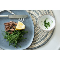 Assiette plate irrégulière en céramique grise L26cm