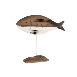 Poisson décoratif en bois sur pied en bois marron 58x13x55 cm