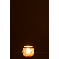 Photophore en verre rose 9x9x9 cm