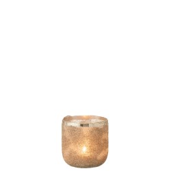 PHOTOPHORE FROSTY ROND VERRE ARGENT MEDIUM