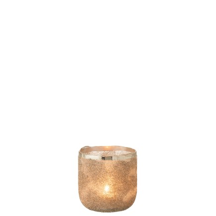 PHOTOPHORE FROSTY ROND VERRE ARGENT MEDIUM