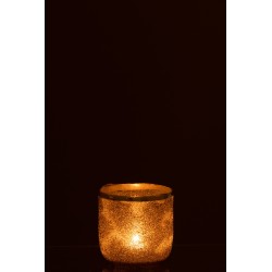 PHOTOPHORE FROSTY ROND VERRE ARGENT MEDIUM