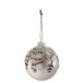 Boite de 4 boules de Noël en Verre et Plumes gris 10x10x10cm Boite de 4 boules de Noël en Verre et Plumes gris 10x10x10cm