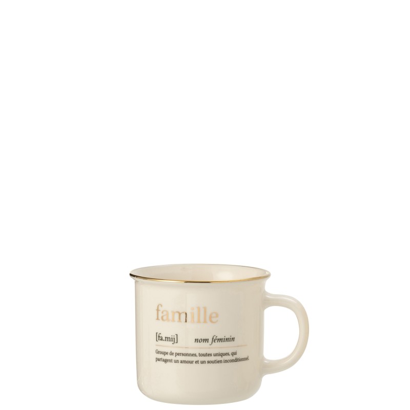 MUG MESSAGE FAMILLE MAISON CERAMIQUE OR ASSORTIMENT DE 2