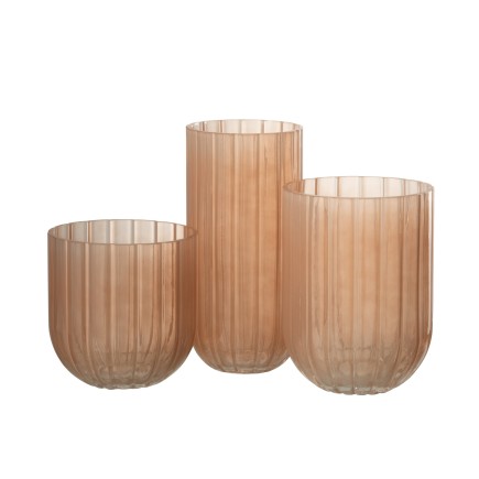 Vase avec ligne en verre rose 15x15x21 cm