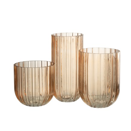 Vase avec ligne en verre rose 15x15x21 cm