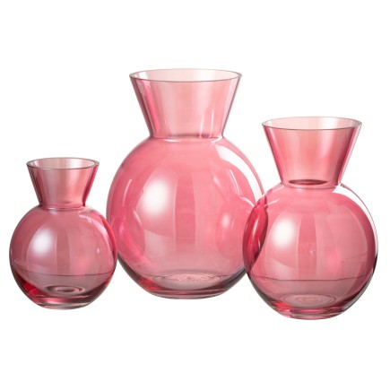 Vase boule en verre rouge 16x16x23 cm