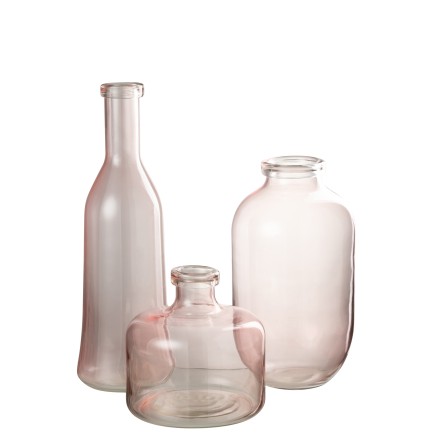 Vase en verre rose 15x15x45 cm