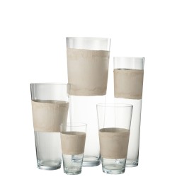 Vase avec ligne en verre beige 25x25x70 cm