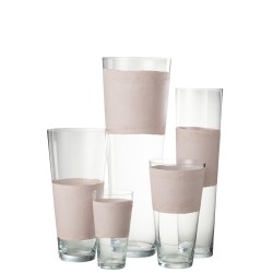 Vase avec ligne en verre rose 14x14x25 cm