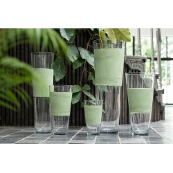 Vase avec ligne en verre vert 14x14x25 cm